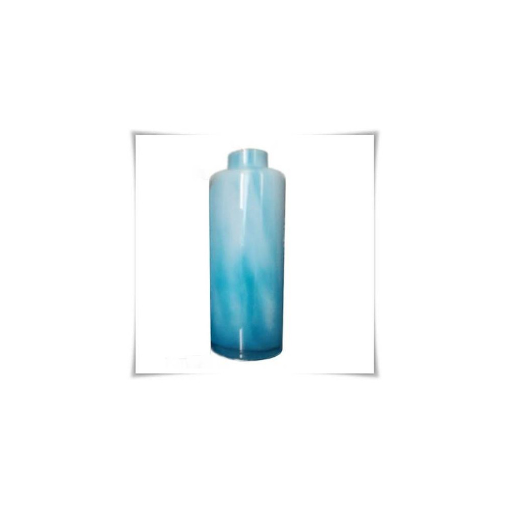 Błękitny wazon szklany kolorowy z artystycznego szkła butelka H-36 cm - 2