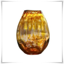 Owalny bursztynowy wazon szklany kolorowy z artystycznego szkła H-30 cm