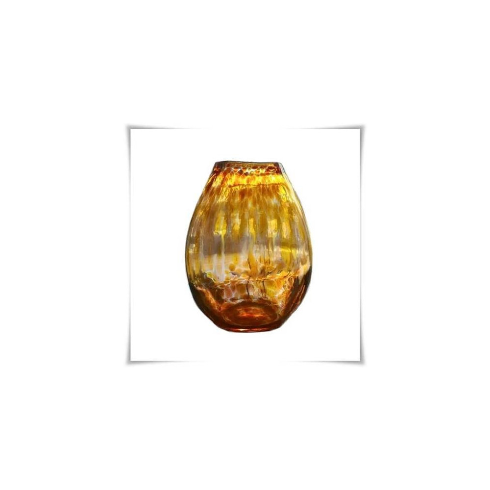 Owalny bursztynowy wazon szklany kolorowy z artystycznego szkła H-30 cm - 2