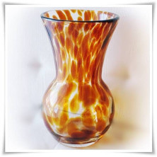 Bursztynowy wazon szklany kolorowy z artystycznego szkła 22 cm pękaty
