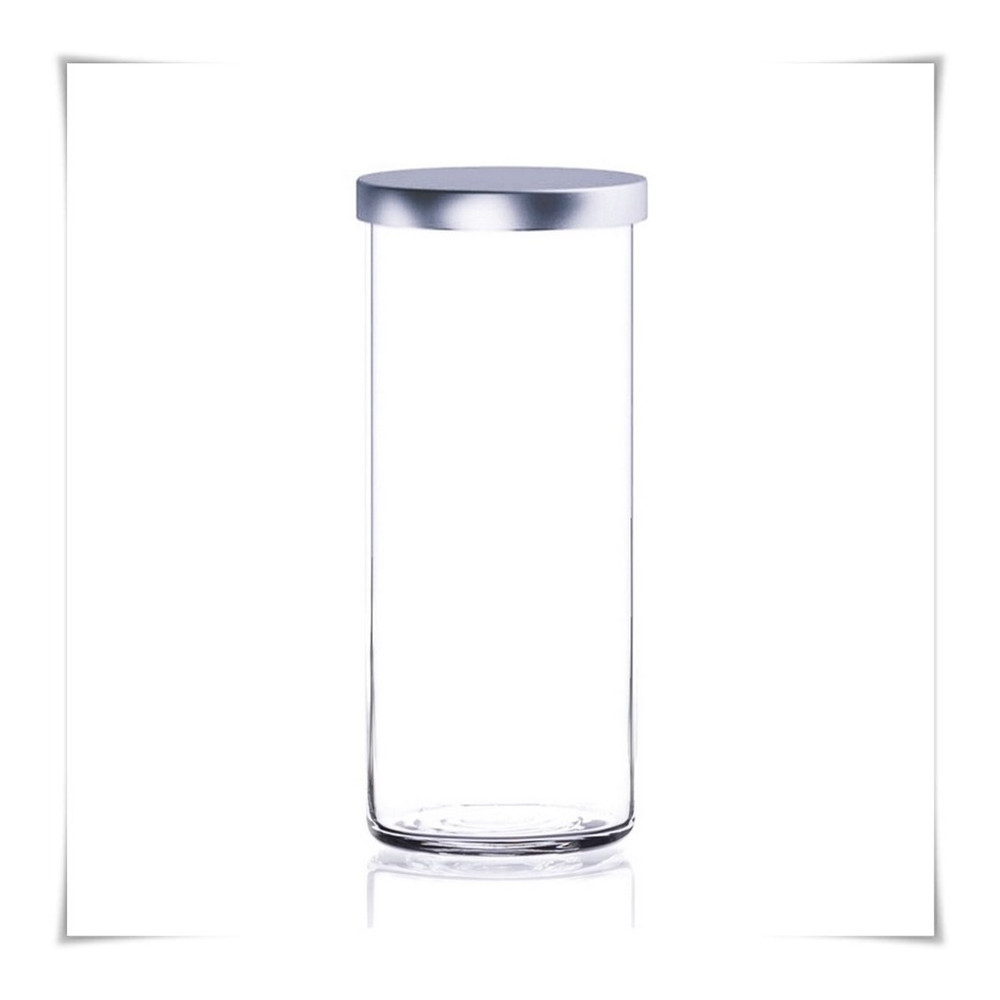 Pojemnik szklany cylinder H-25 cm D-10 cm z pokrywką metalową - 2